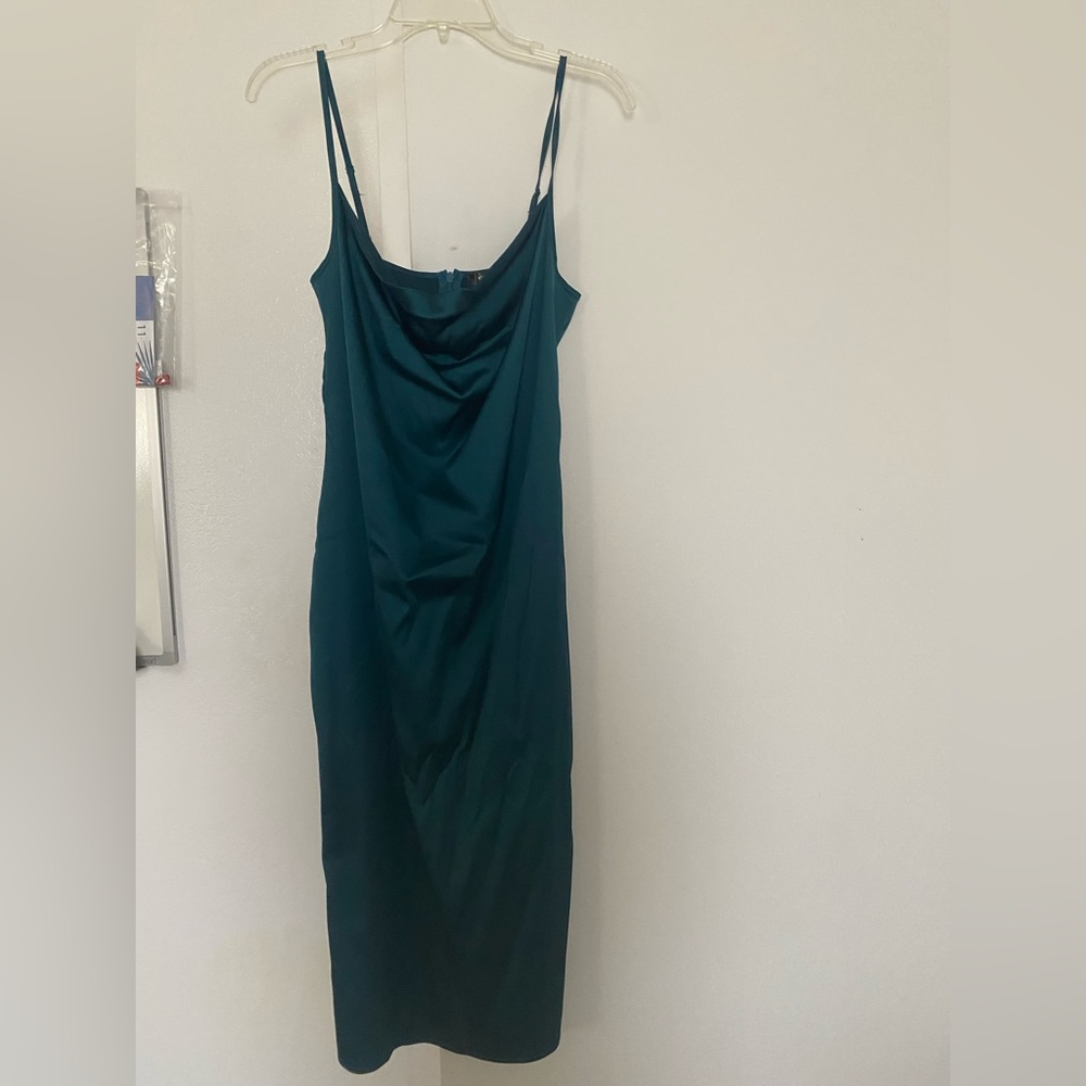 Turquoise satin dress